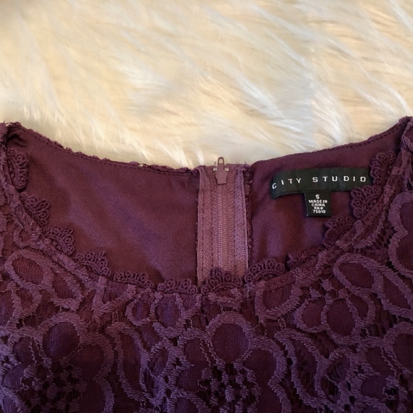 City Studio Lace Dress Plum Purple - Picture 3 of 3